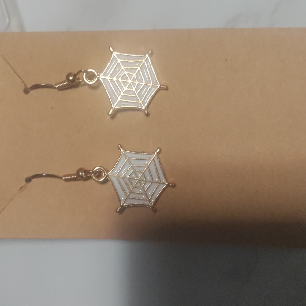 White Spiderweb hanging earrings